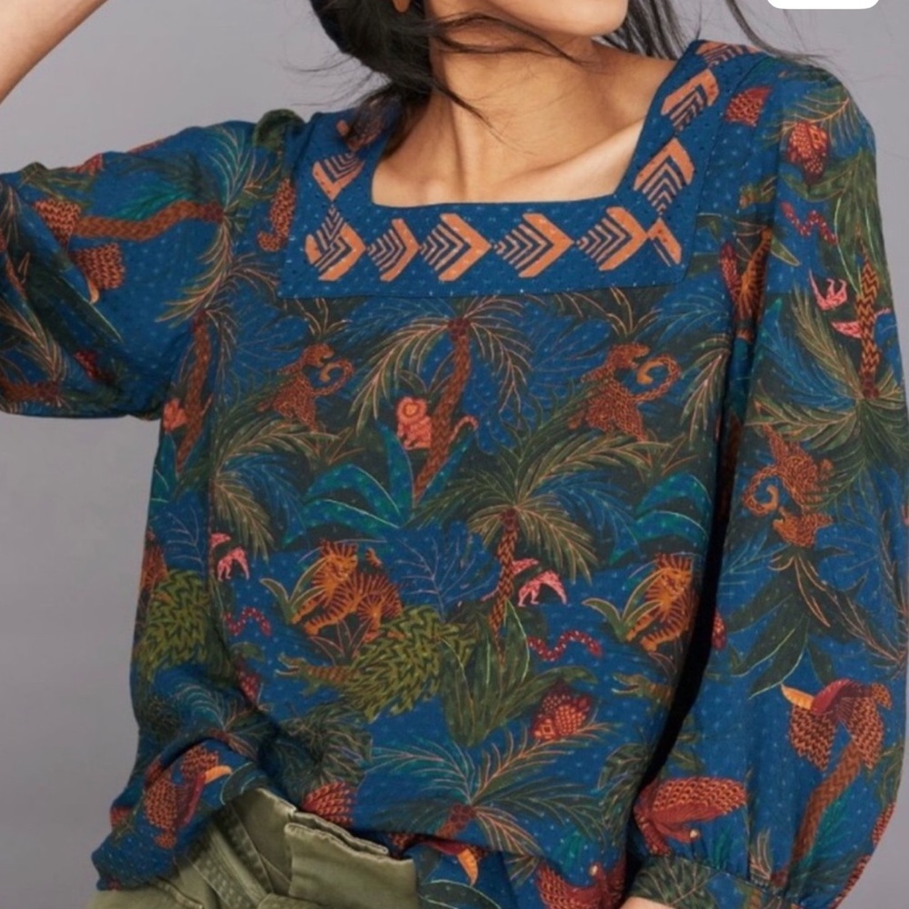 Farm Rio for Anthropologie Bianca jungle print top